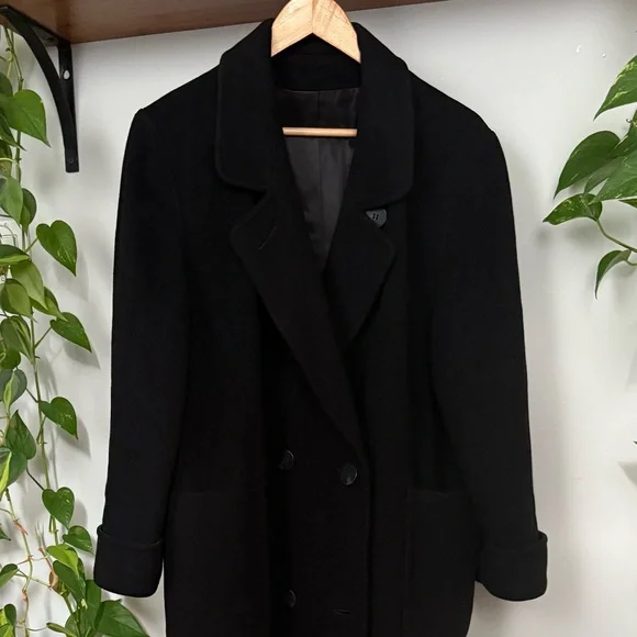 Black Regency Cashmere Double Breasted Trench Coat, Very Warm - 10 - Picture 2 of 8